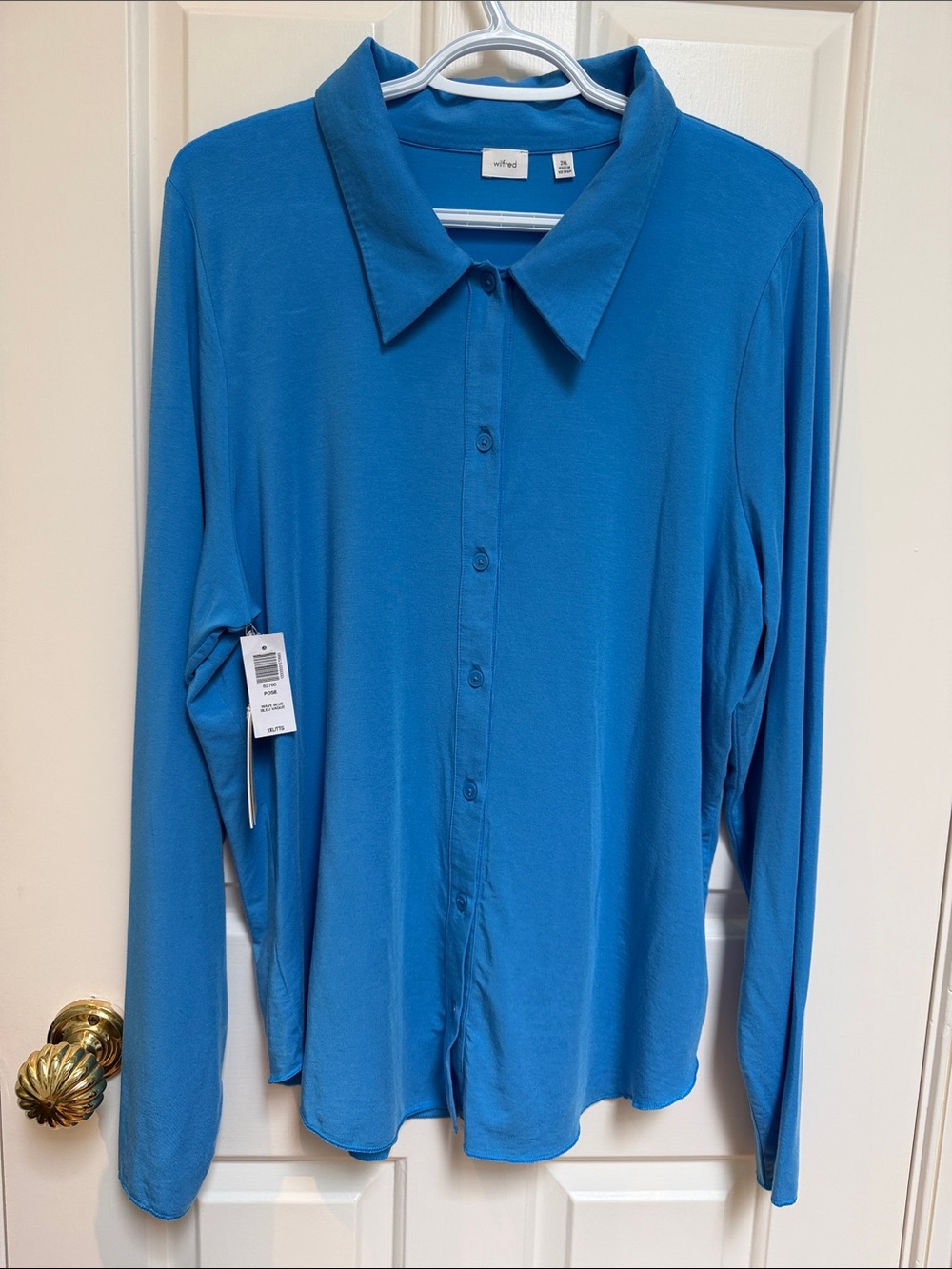 NWT Wilfred Aritzia sz 2XL POSE Drapey button-down in Wave Blue electric